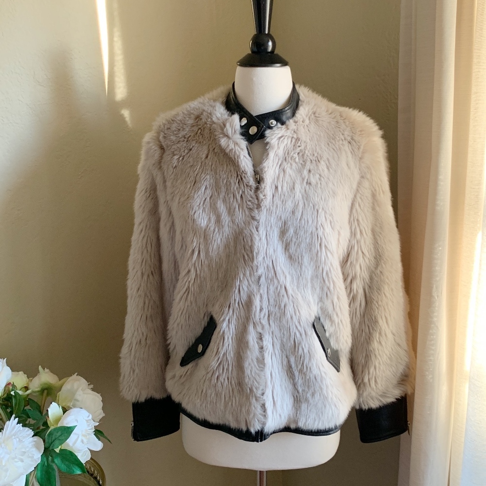 Zara Woman Collection Faux Fur Bomber Jacket Small